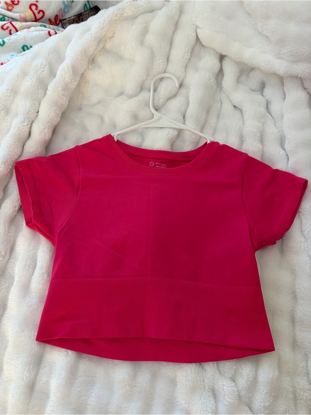 aerie Hot Pink Short Sleeve Crop Tee